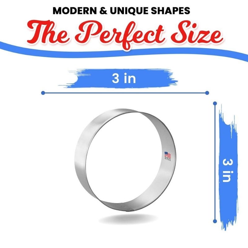 CookieCutter.com 1 Dozen 12 Count Circle Biscuit Round 3 Inch Cookie Cutters from CookieCutter.com Durable Circle Cookie Cutter - Tin Plated Steel Round Cookie Shaper Made in the USA - Image 5