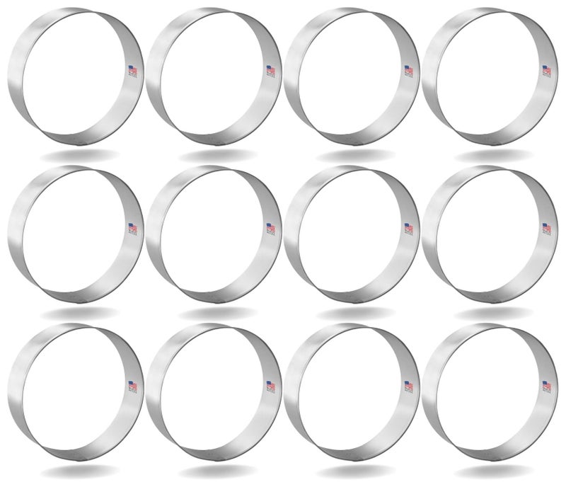 CookieCutter.com 1 Dozen 12 Count Circle Biscuit Round 3 Inch Cookie Cutters from CookieCutter.com Durable Circle Cookie Cutter - Tin Plated Steel Round Cookie Shaper Made in the USA - Image 1