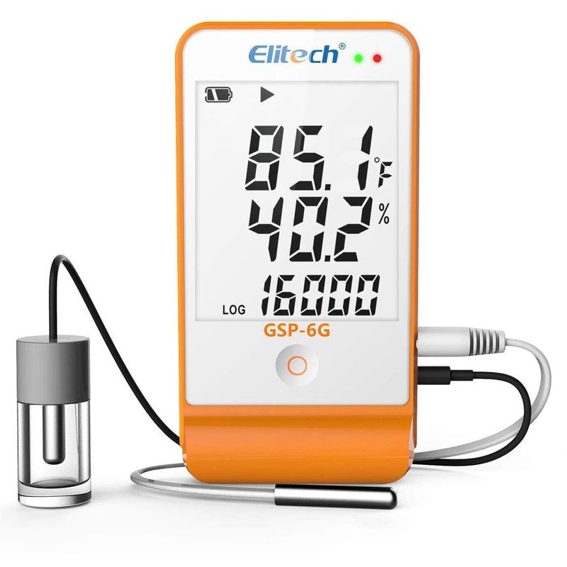 Elitech Digital Temperature Humidity Data Logger Medical Refrigerator Thermometer Vaccine Fridge Temperature Monitor Max Min Value GSP-6G - Image 1