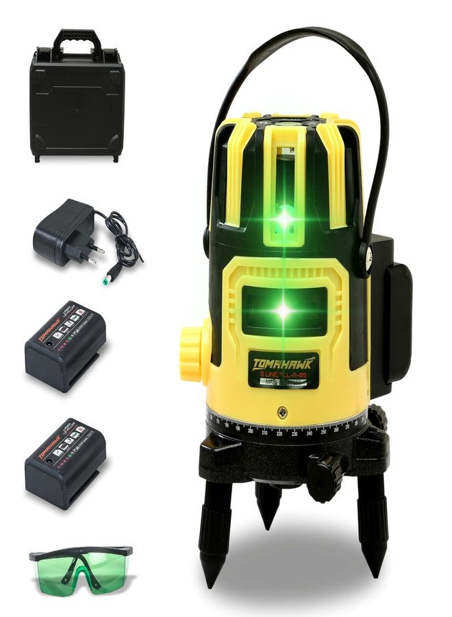 TOMAHAWK® Professional TLL-A-05, 5 Line 3D Horizontal and Vertical Green Laser Cross Self Leveling Laser Level - IP54 Dustproof/Waterproof, Rechargeable - Image 1