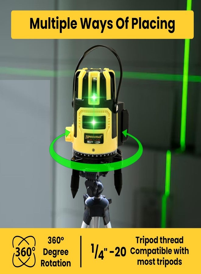 TOMAHAWK® Professional TLL-A-05, 5 Line 3D Horizontal and Vertical Green Laser Cross Self Leveling Laser Level - IP54 Dustproof/Waterproof, Rechargeable - Image 4