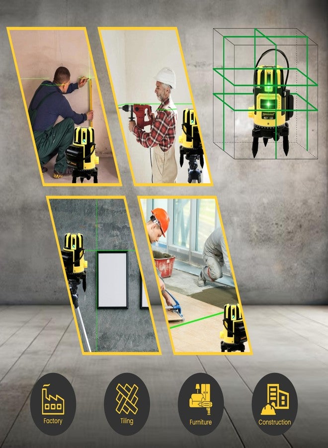 TOMAHAWK® Professional TLL-A-05, 5 Line 3D Horizontal and Vertical Green Laser Cross Self Leveling Laser Level - IP54 Dustproof/Waterproof, Rechargeable - Image 5