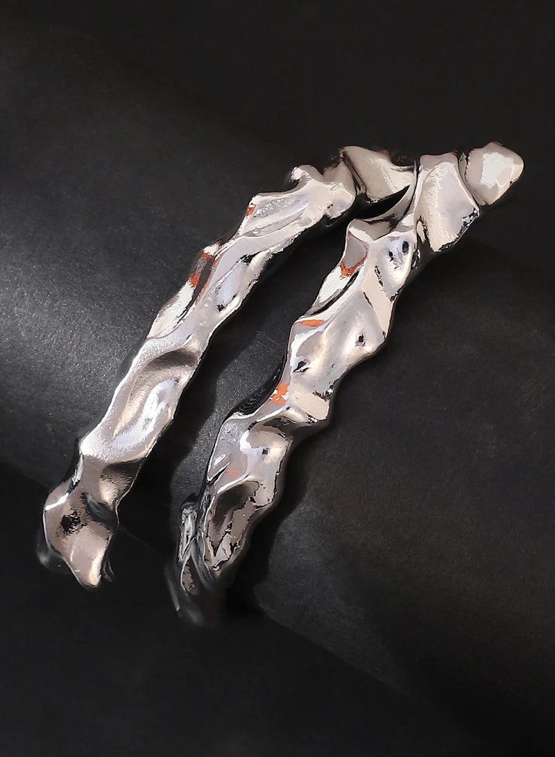 SOHI SOHI Women The Crumple-Wrap Cuff Bracelet | Metallic  Colour | One-Size | Metallic Alloy Material | Adjustable Closure | Bracelet For Casual & Evening Wear