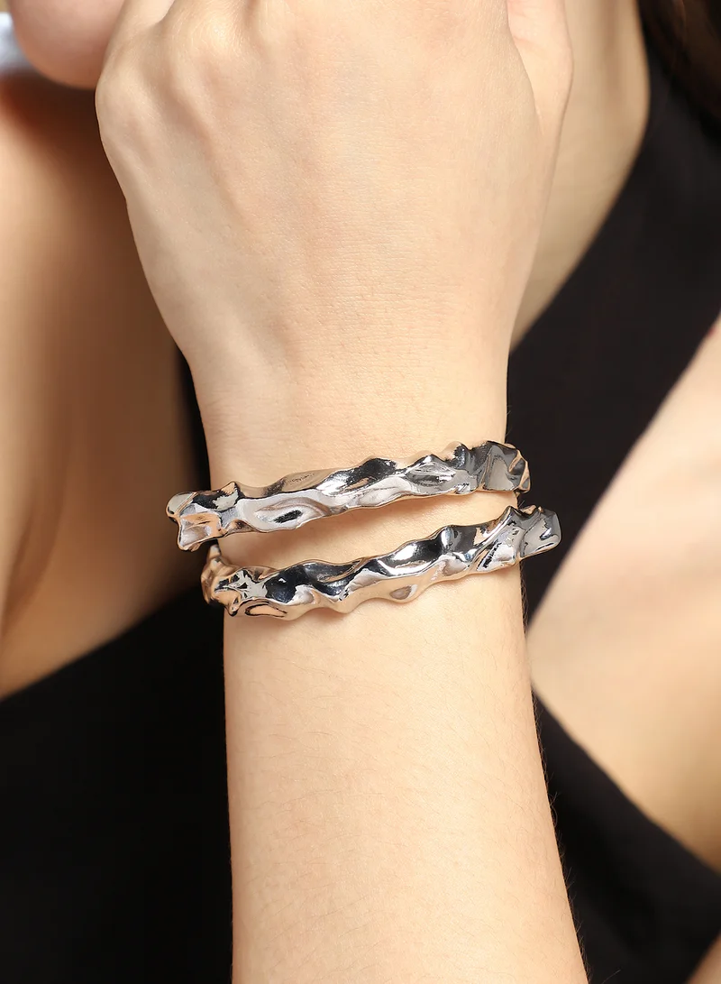 SOHI SOHI Women The Crumple-Wrap Cuff Bracelet | Metallic  Colour | One-Size | Metallic Alloy Material | Adjustable Closure | Bracelet For Casual & Evening Wear