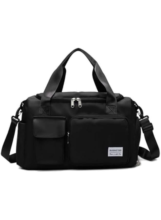 HOOKOR Waterproof Travel Duffle Bag Carry On Weekender Bag with Shoe Compartment & Wet Pocket, Gym Tote Bag for Travel, Workout, Sport (Black) - Image 1