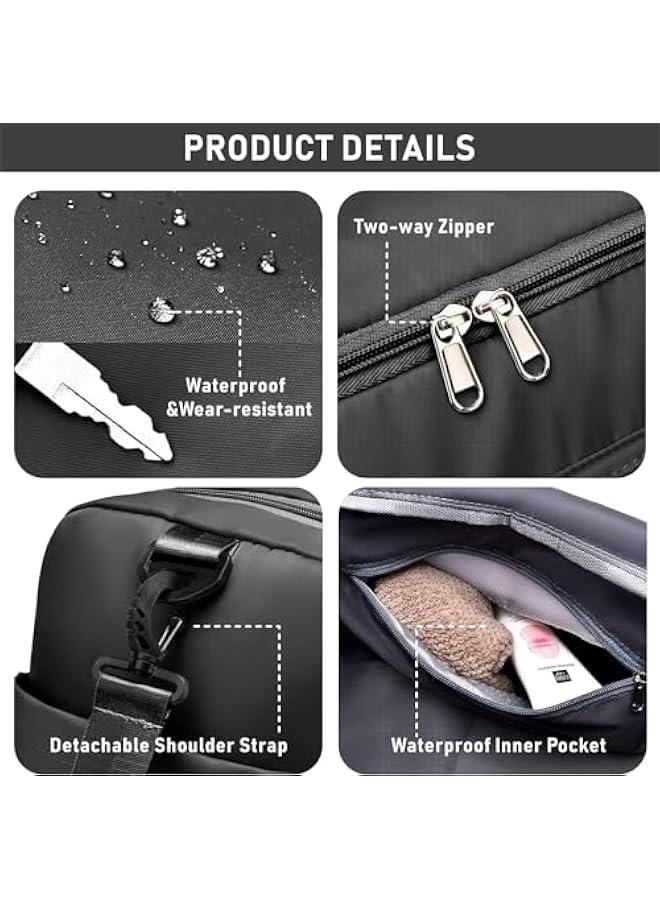 HOOKOR Waterproof Travel Duffle Bag Carry On Weekender Bag with Shoe Compartment & Wet Pocket, Gym Tote Bag for Travel, Workout, Sport (Black) - Image 4
