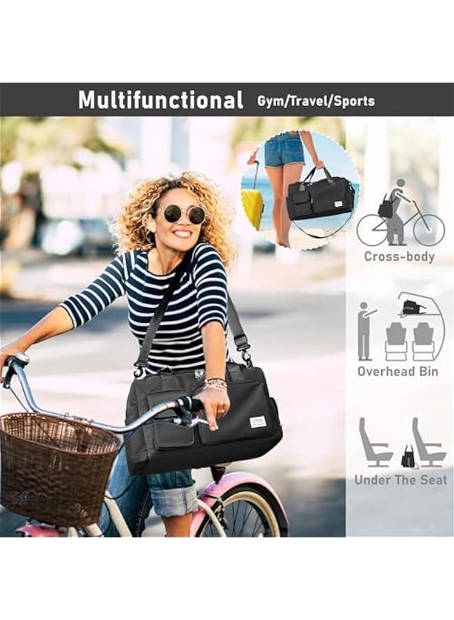 HOOKOR Waterproof Travel Duffle Bag Carry On Weekender Bag with Shoe Compartment & Wet Pocket, Gym Tote Bag for Travel, Workout, Sport (Black) - Image 5