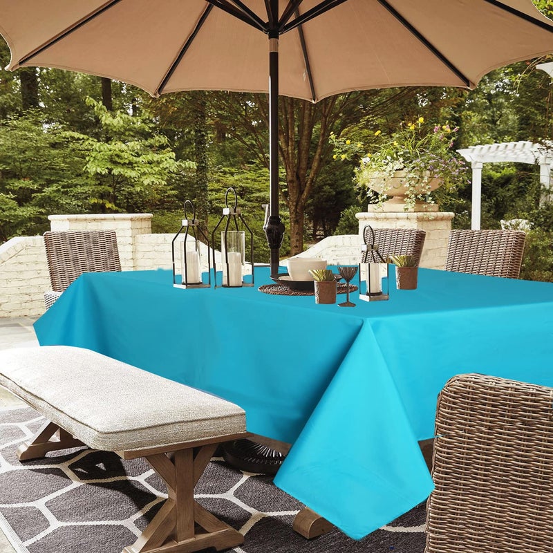 youngseahome Outdoor Tablecloth WrinkleFree Stain Resistant Waterproof Polyester Fabric Table Cover with Zipper Umbrella Hole for PicnicPartyDinnerPatio Garden6084inchZipperedAqua