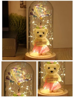 Beauenty LED Galaxy Rose Gift Colorful Infinity Flower in Glass Dome Perfect for Birthdays Unique Present for Mom Grandma  - Image 3