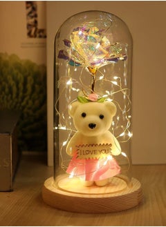 Beauenty LED Galaxy Rose Gift Colorful Infinity Flower in Glass Dome Perfect for Birthdays Unique Present for Mom Grandma  - Image 2