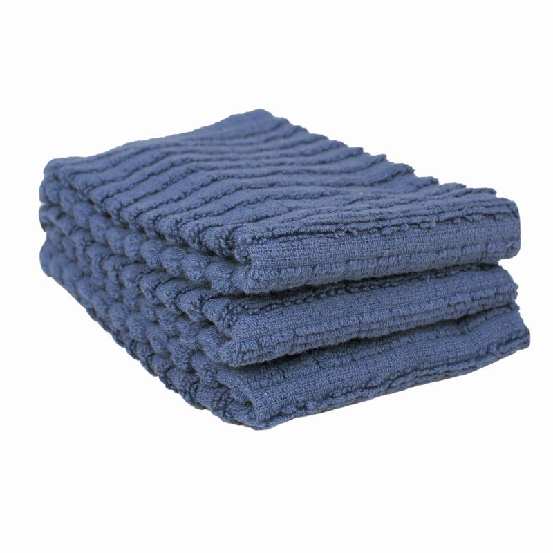 Ritz Royale Collection 100 Combed Terry Cotton Highly Absorbent Kitchen Dish Cloth Set 1334 x 12 3Pack Solid Federal Blue