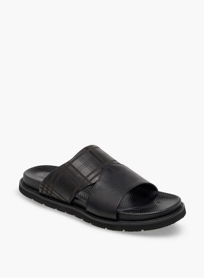 دوتشيني Men Checked Slip-On Comfort Sandals