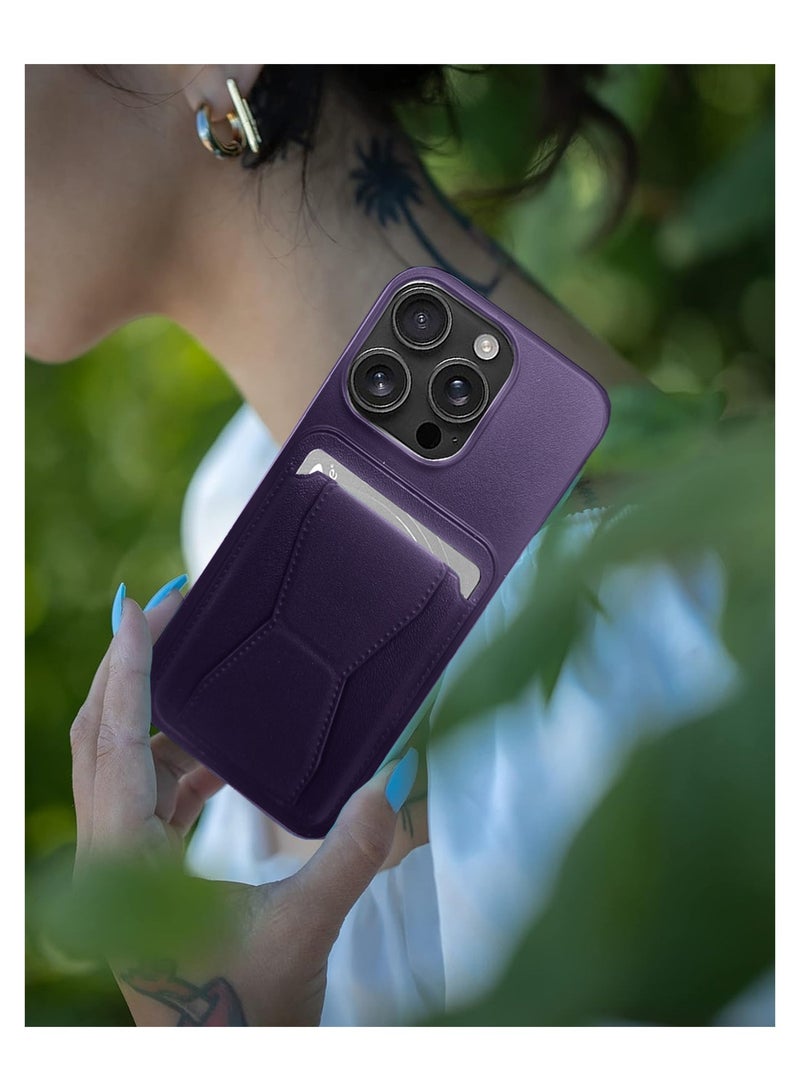 دبليو تيك ابل ايفون 16 برو ماكس 2024 حامل بطاقة TPU سيليكون مع غطاء غطاء مقبض اليد - بنفسجي الباذنجان - Image 5