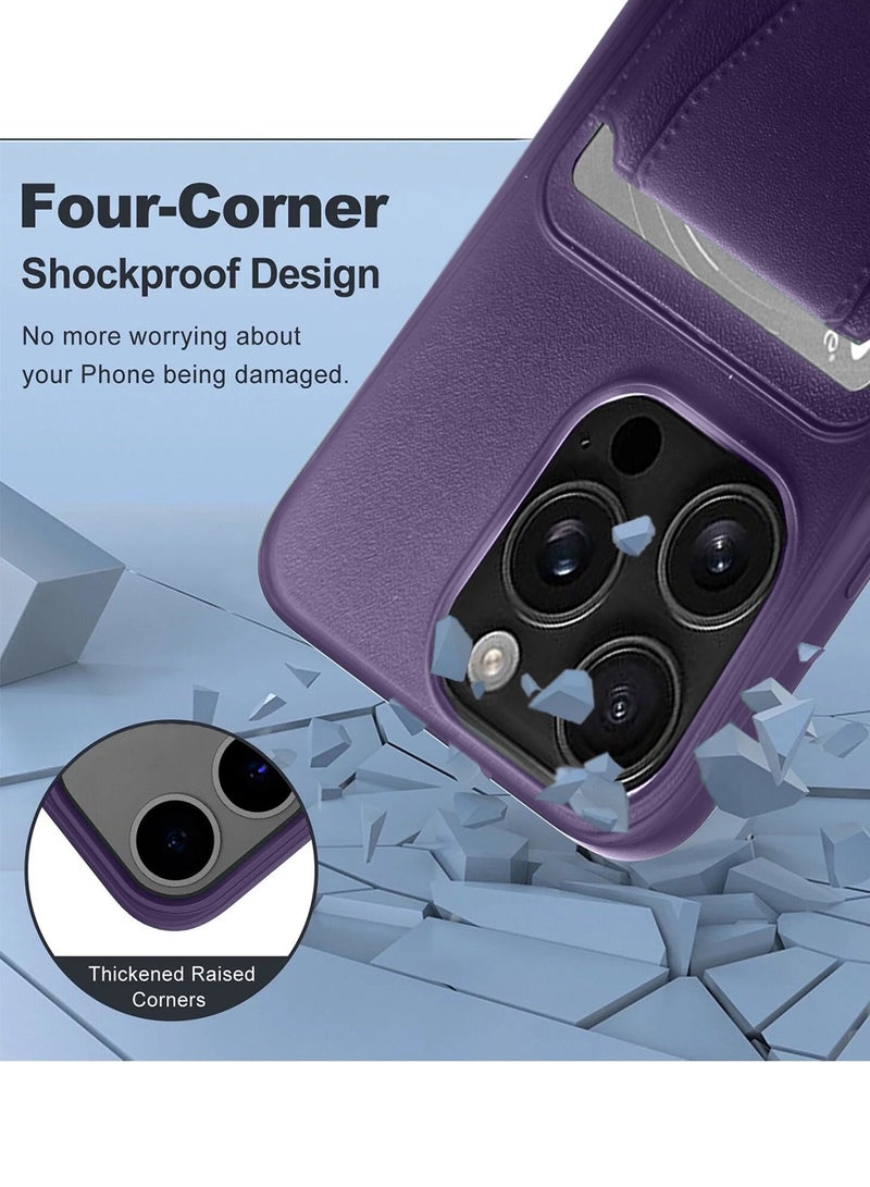 دبليو تيك ابل ايفون 16 برو ماكس 2024 حامل بطاقة TPU سيليكون مع غطاء غطاء مقبض اليد - بنفسجي الباذنجان - Image 3