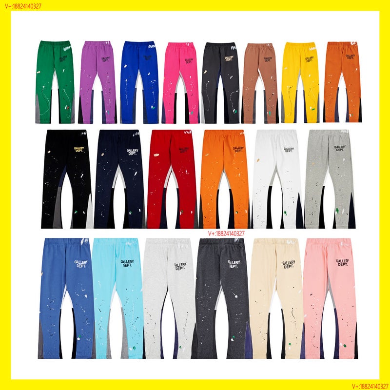 Gallery Dept Classic Hand-Painted Splash Ink Graffiti Printed Stitching Pure Cotton Pants Lovers Casual Trousers - Image 2