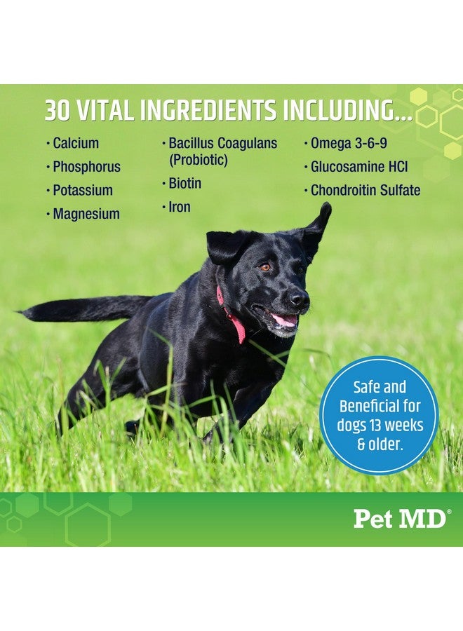 بيت إم دي فيتامينات متعددة ٥ في ١ للكلاب من بيت إم دي - ٣٠ فيتامينًا ومعادن ومغذيات أساسية للبشرة والفراء والورك والمفاصل والهضم والمناعة وفيتامينات الكلاب المسنة - الجلوكوزامين، أوميجا ٣، ٦، ٩، والبروبيوتيك - ١٢٠ قرصًا - Image 3
