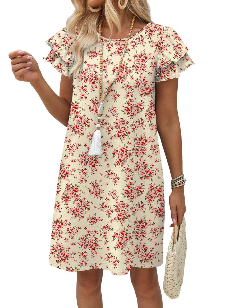 OFEEFAN Womens Dresses 2026 Spring Summer Sundresses Boho Floral Clothes Casual Elegant Classy Date Outfits Print 10 L - Image 3