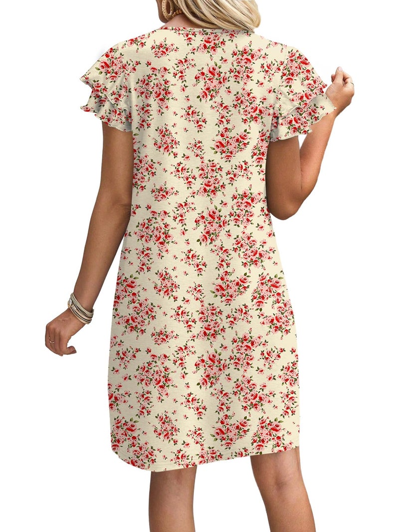 OFEEFAN Womens Dresses 2026 Spring Summer Sundresses Boho Floral Clothes Casual Elegant Classy Date Outfits Print 10 L - Image 4
