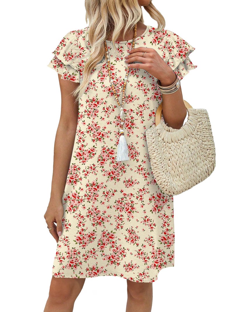 OFEEFAN Womens Dresses 2026 Spring Summer Sundresses Boho Floral Clothes Casual Elegant Classy Date Outfits Print 10 L - Image 2