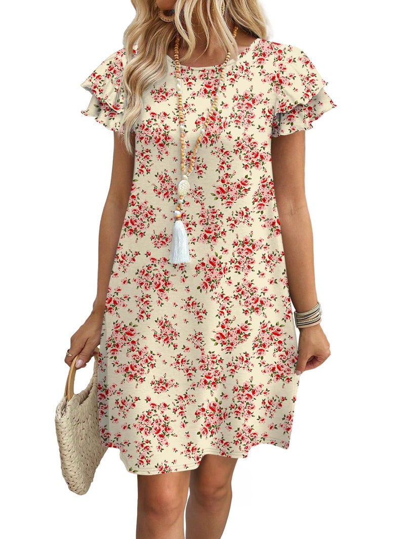 OFEEFAN Womens Dresses 2026 Spring Summer Sundresses Boho Floral Clothes Casual Elegant Classy Date Outfits Print 10 L - Image 1