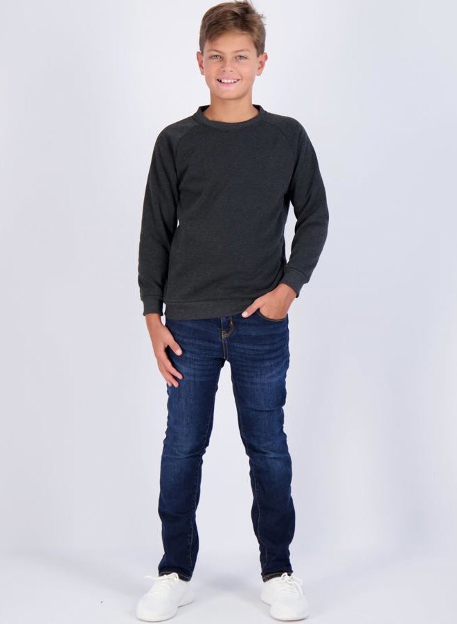 REALESSENTIALS 3 Pack: Boys Sweatshirts Youth Fleece Crew Neck Long Sleeve Soft Pullover Sweatshirt Boy Girls Teen Tops Clothes Kids Plain Black White Boys' Fashion Ninos Warm Plain Basic Red -Set 4, L (10/12) - Image 3