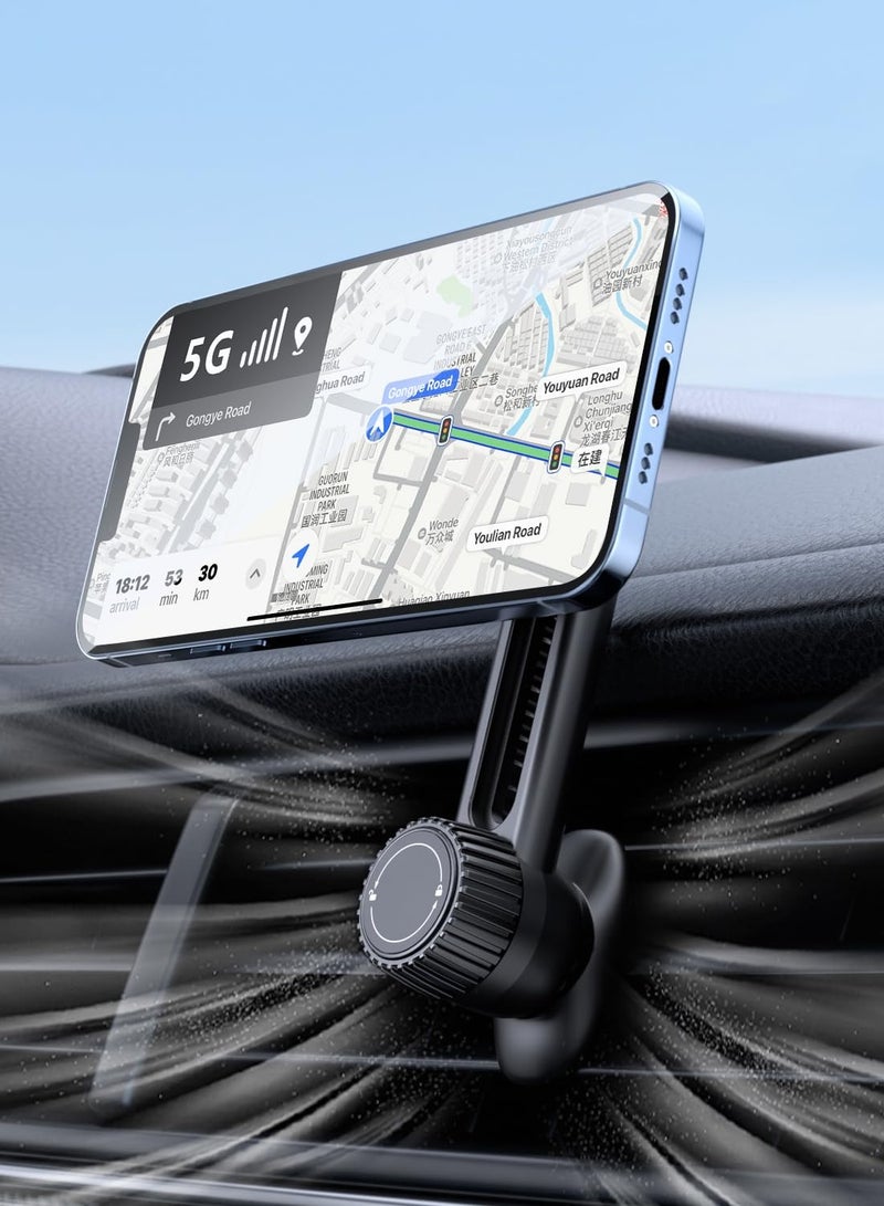 Excefore Magnetic Phone Holder for Car - Super Strong Magnetic Force, 360 Degree Rotation, Stable and Easy Installation - Compatible with Magsafe iPhone and Android Phones - Image 1