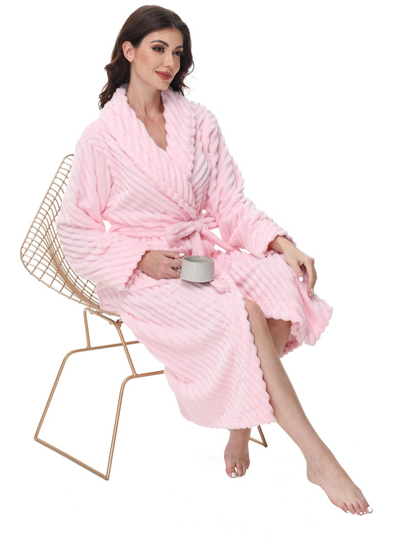 Yurhap Premium Robes for Women - Super Soft Cozy Fleece Womens Robe Plush Long Bathrobe - Image 5