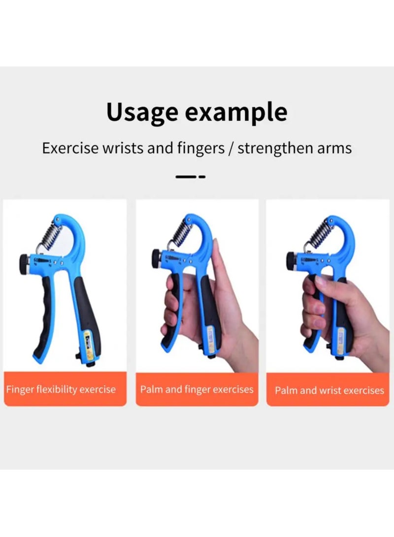 Generic 5-60Kg Adjustable High Quality Spring Hand Grip Strengthener With Counter, Black/Blue  - Image 2