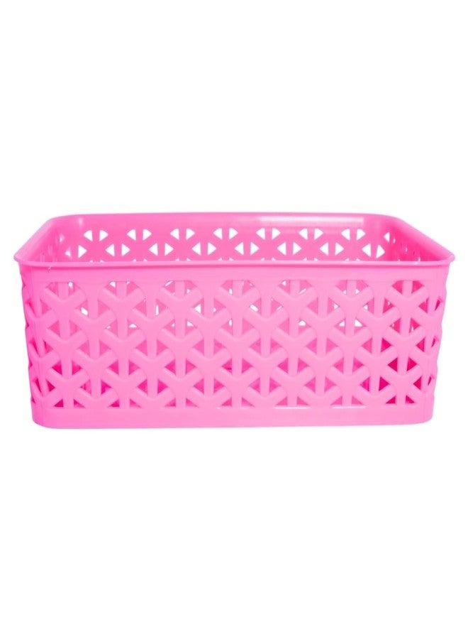 Simply Home Libra-2 Multi-Purpose Plastic Storage Basket|Stackable Organizer Tokri For Home,Kitchen,Bathroom & Office|Ideal For Toys,Clothes,Cosmetics,Stationery|Set Of 3|Pink - Image 5