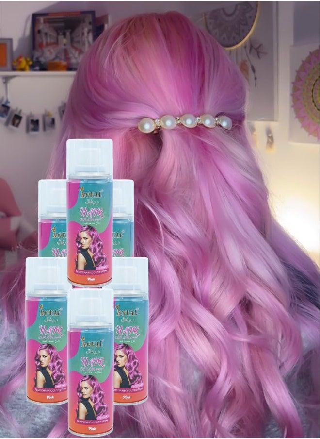 ROVAL 6 Pieces Hair Colour Spray Pink  - Image 1