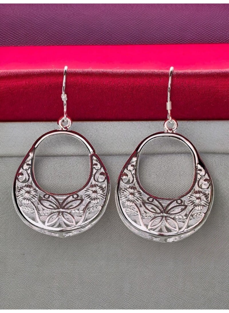 Dangle Charms Elegant 925 Silver Plated Earrings For Women - Image 5