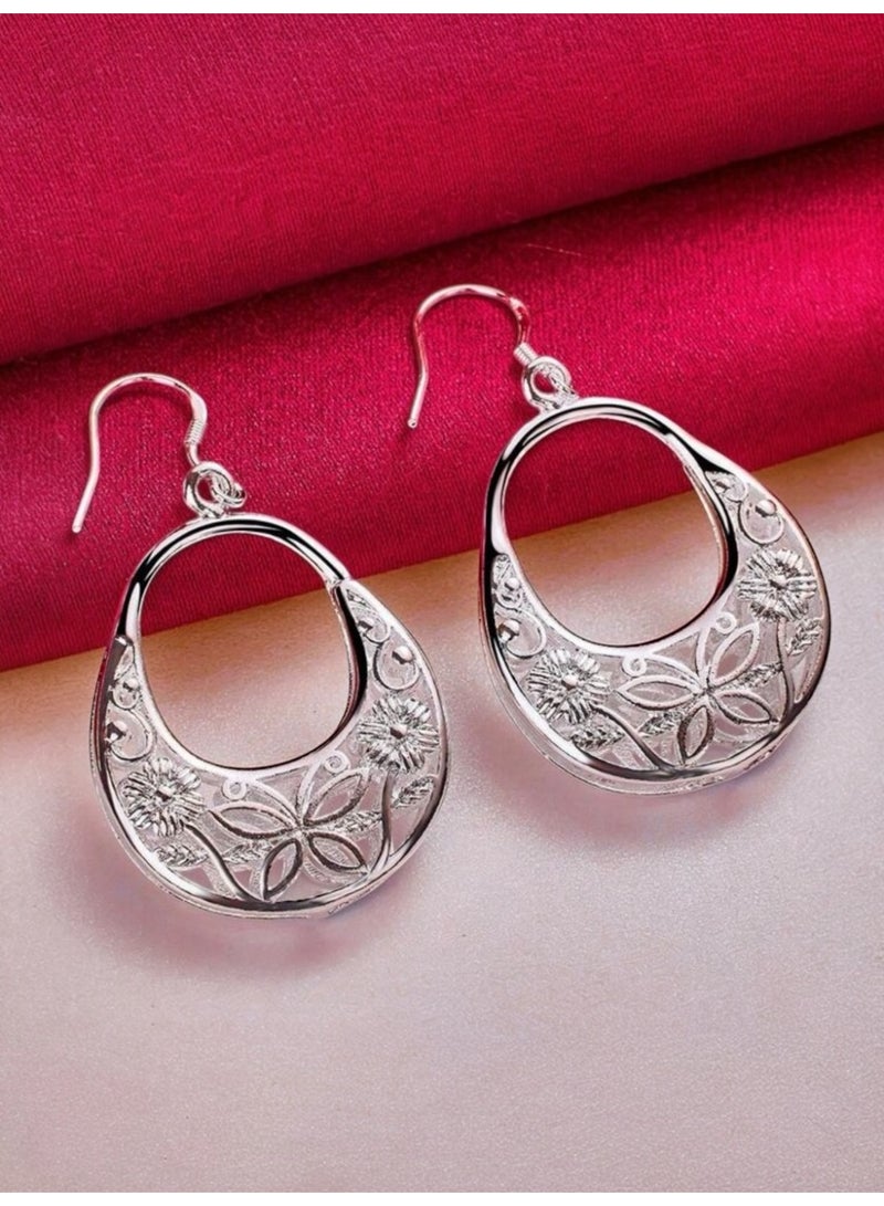 Dangle Charms Elegant 925 Silver Plated Earrings For Women - Image 2