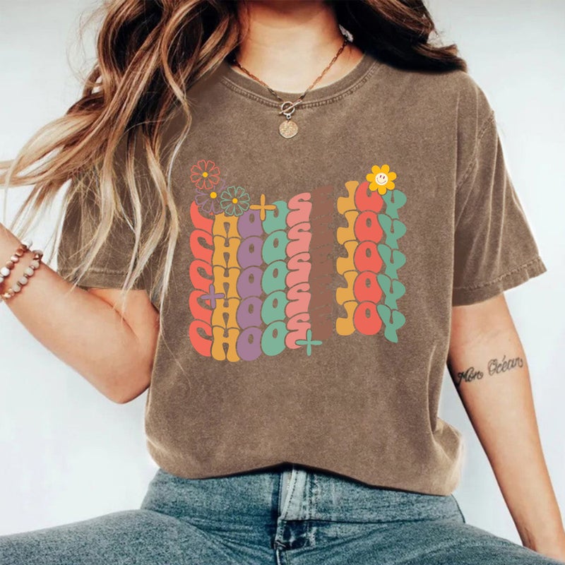 Pure Cotton Washed And Distressed Chooseloy Loose Short-Sleeved Round Neck T-Shirt For Women E-Commerce - Image 5