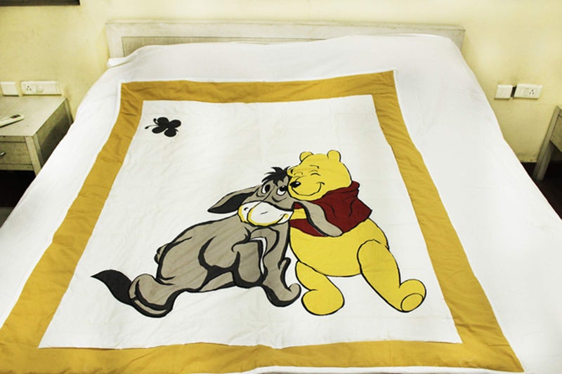 COT PRINTS 100% Cotton Kids Bed- Soft and Light Weight Comforter/Quilt - Ecofriendly Handprint Design - 50 x 60 (Bear)