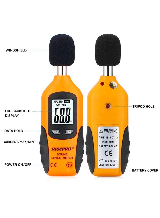 RISEPRO Decibel Meter, RISEPRO® Digital Sound Level Meter 30 - 130 dB Audio Noise Measure Device Backlight MAX/MIN, Data Hold Auto Power Off Dual Ranges HT-80A - Image 2