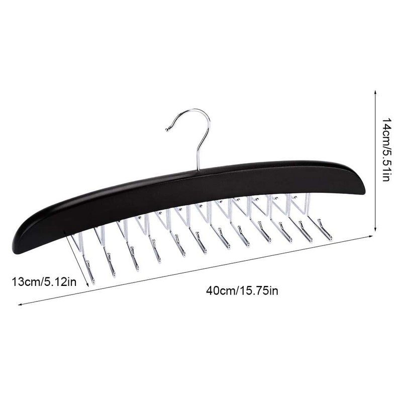 SunTrade Wooden Tie Hanger,24 Tie Organizer Rack Hanger Holder Hook (Black, 24 Hooks) - Image 3