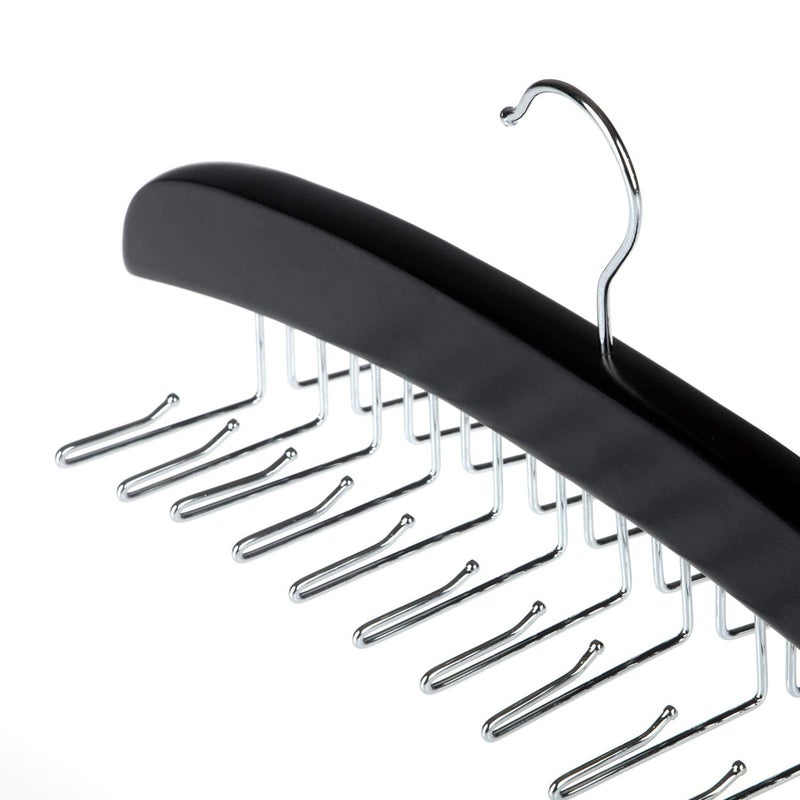 SunTrade Wooden Tie Hanger,24 Tie Organizer Rack Hanger Holder Hook (Black, 24 Hooks) - Image 4