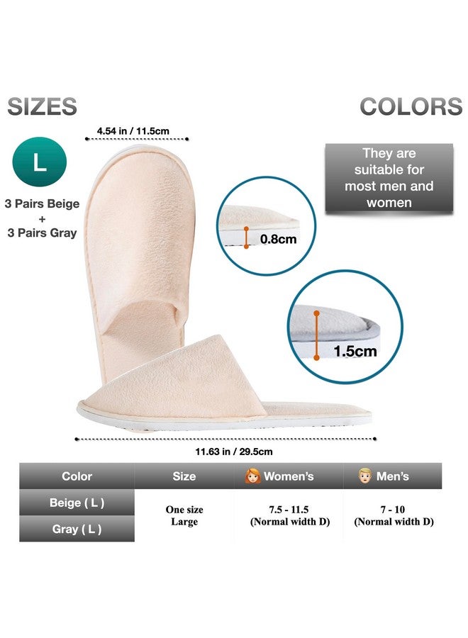 OSTADARRA 6 Pairs Spa Slippers, Non Slip Disposable For Guest, Washable Reusable, Which Can Be Used As Women Men, House, Indoor, Bathroom, Bedroom, Hotel, Bride Slippers - Image 1