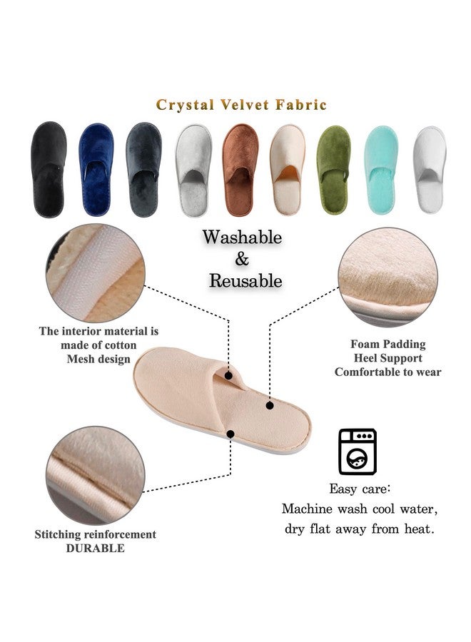 OSTADARRA 6 Pairs Spa Slippers, Non Slip Disposable For Guest, Washable Reusable, Which Can Be Used As Women Men, House, Indoor, Bathroom, Bedroom, Hotel, Bride Slippers - Image 2