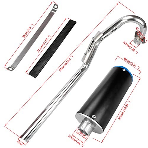 GREHUA 28mm Exhaust Muffler Assembly Compatible with 125cc 110cc 90cc 70cc SSR110 SSR125 CRF50 CRF70 XR50 Taotao DB10 DB14 Baja Xpro Apollo Rocketa TTR SDG Coolster Pit Dirt Bike Parts with Heat Wrap - Image 5