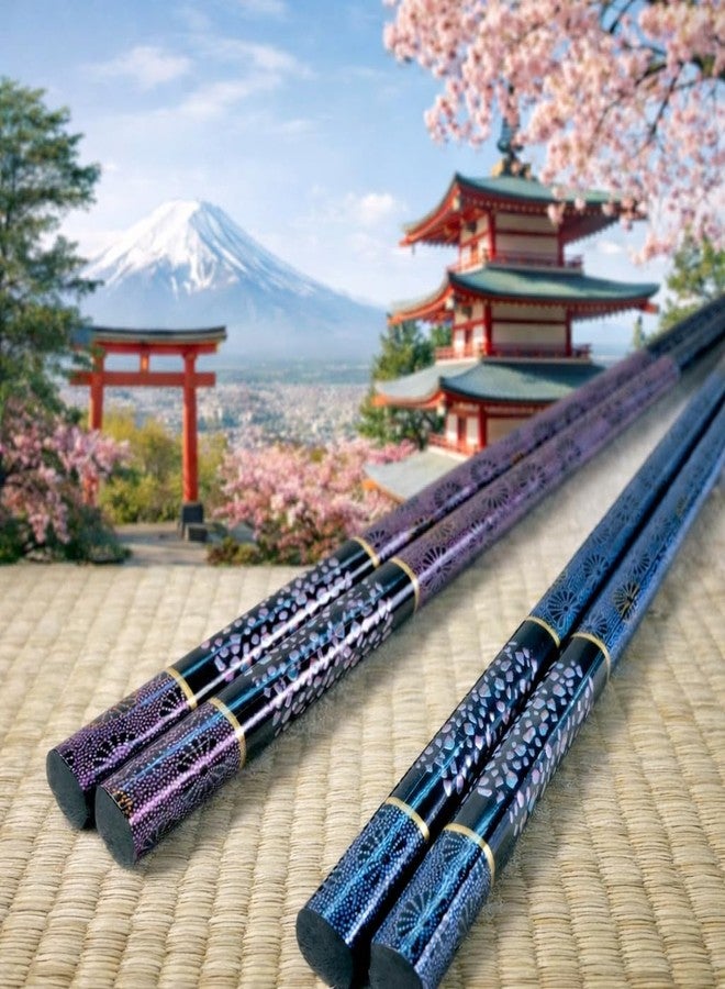 Terra Distribution Premium Japanese Chopsticks Reusable 2prs Set [ Made in Japan ] Traditional Lacquer Art Wooden Chopsticks C (Galaxy BL/PU(MK009)) - Image 3