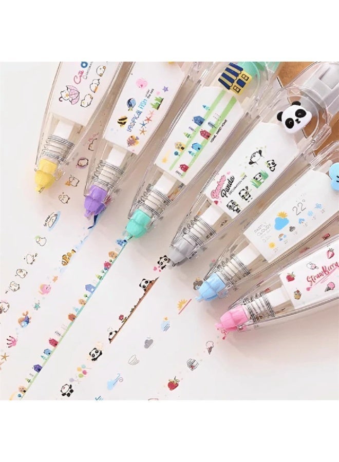 قلم تزيين بنمط حيوانات لطيفة يمكنك تركيبه بنفسك، 4 قطعة، قلم شريط لاصق على الجيب بنمط كرتوني ابداعي، شريط زخرفي لسجل القصاصات والمذكرات، اشرطة تصحيح زخرفية لهدايا الاطفال - Image 1