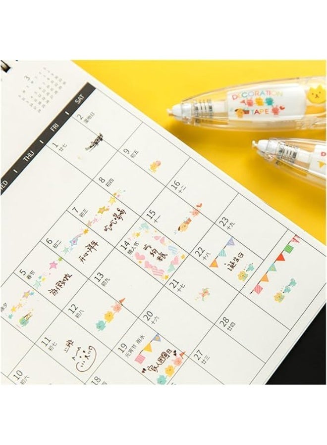 قلم تزيين بنمط حيوانات لطيفة يمكنك تركيبه بنفسك، 4 قطعة، قلم شريط لاصق على الجيب بنمط كرتوني ابداعي، شريط زخرفي لسجل القصاصات والمذكرات، اشرطة تصحيح زخرفية لهدايا الاطفال - Image 2