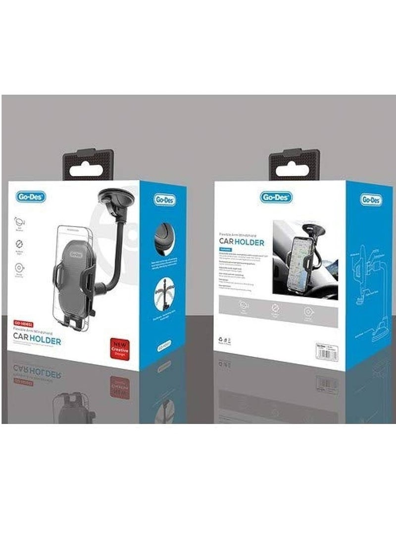 GO-DES Flexible Arm Windshield Car Holder GD-HD651 Rotating 360 Degree Long Arm Windshield Mount - Image 2