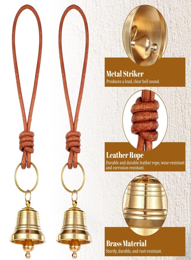 Styquenzer جرسان نحاسيان معلقان لمقبض الباب، جرسان صغيران عتيقان، جرس ذهبي رنين شفاف، جرس زينة، هدية مثالية للمنزل والحديقة، زينة عيد الميلاد لأصحاب المحلات - Image 3