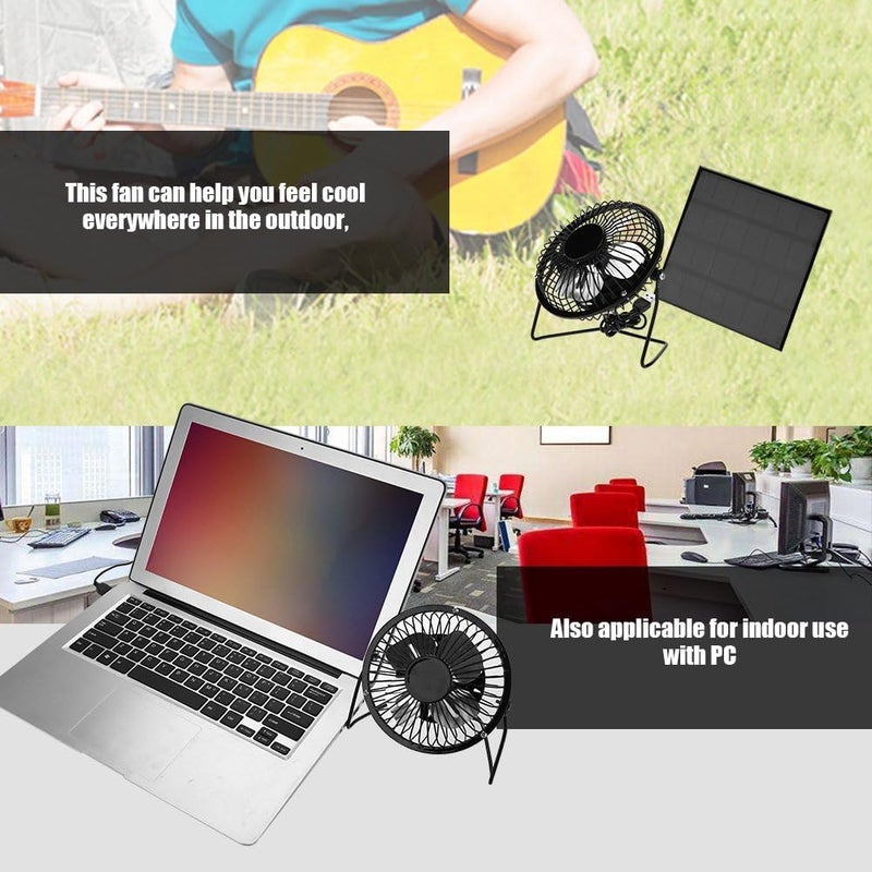 klarako Solar Panel Fan, 3W 6V Outdoor USB Solar Panel Powered Portable Mini Fan for Outdoor Home Travelling Chicken House Car - Image 2