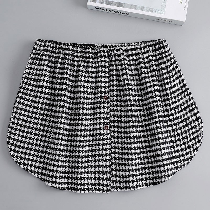 Womens Skirt Anti-walking Spring, Autumn and Winter Stacked Wear Inner Matching Sweater Artifact Base Skirt Fake Underwear black and white houndstooth