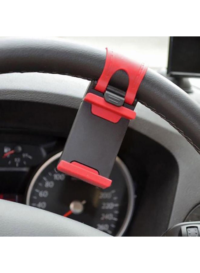 NIBEMINENT Auto Car Steering Wheel Mount Holder Rubber Band For Iphone Smartphone Red  - Image 2