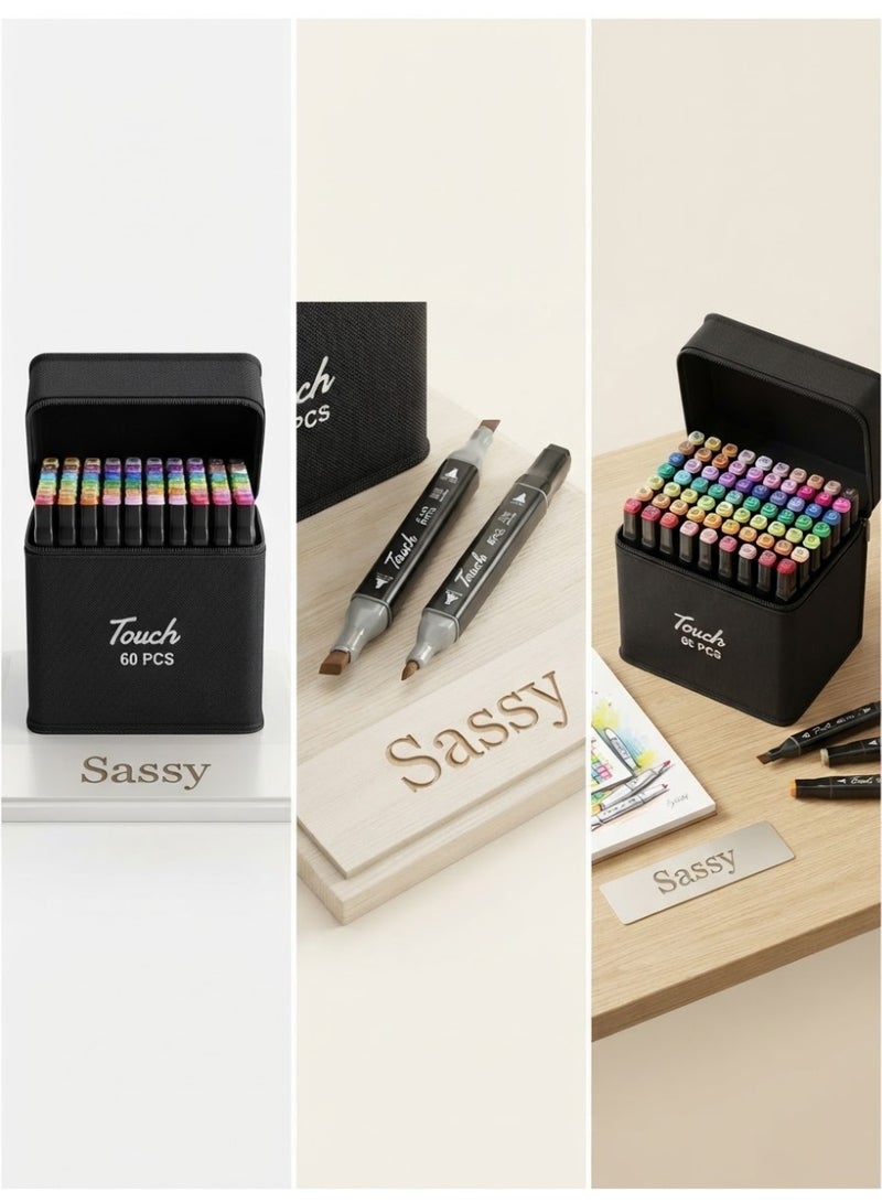 Touchfive 60 Colors Dual Tip Art Markers Set, Professional Permanent Alcohol-Based Markers for Sketching, Drawing, Illustration, Calligraphy, Shading, and Design with Carrying Case - Image 2