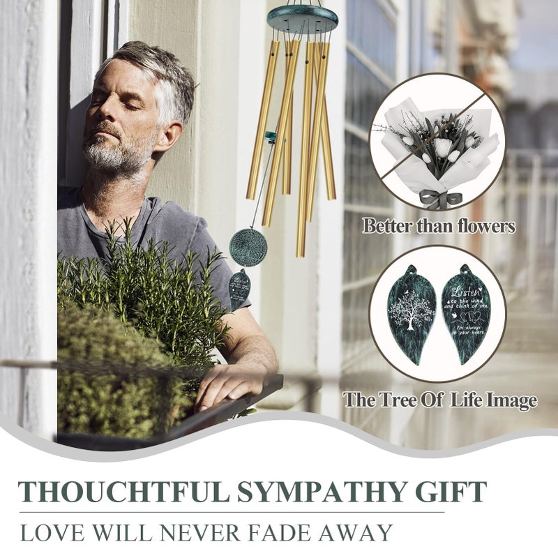 Synhonty Sympathy Gifts for Loss of Loved One, Memorial Wind Chimes with Tree of Life, Remembrance in Memory of Mom Dad, Bereavement and Condolence Memorial Gifts (Bronze Color) - Image 2